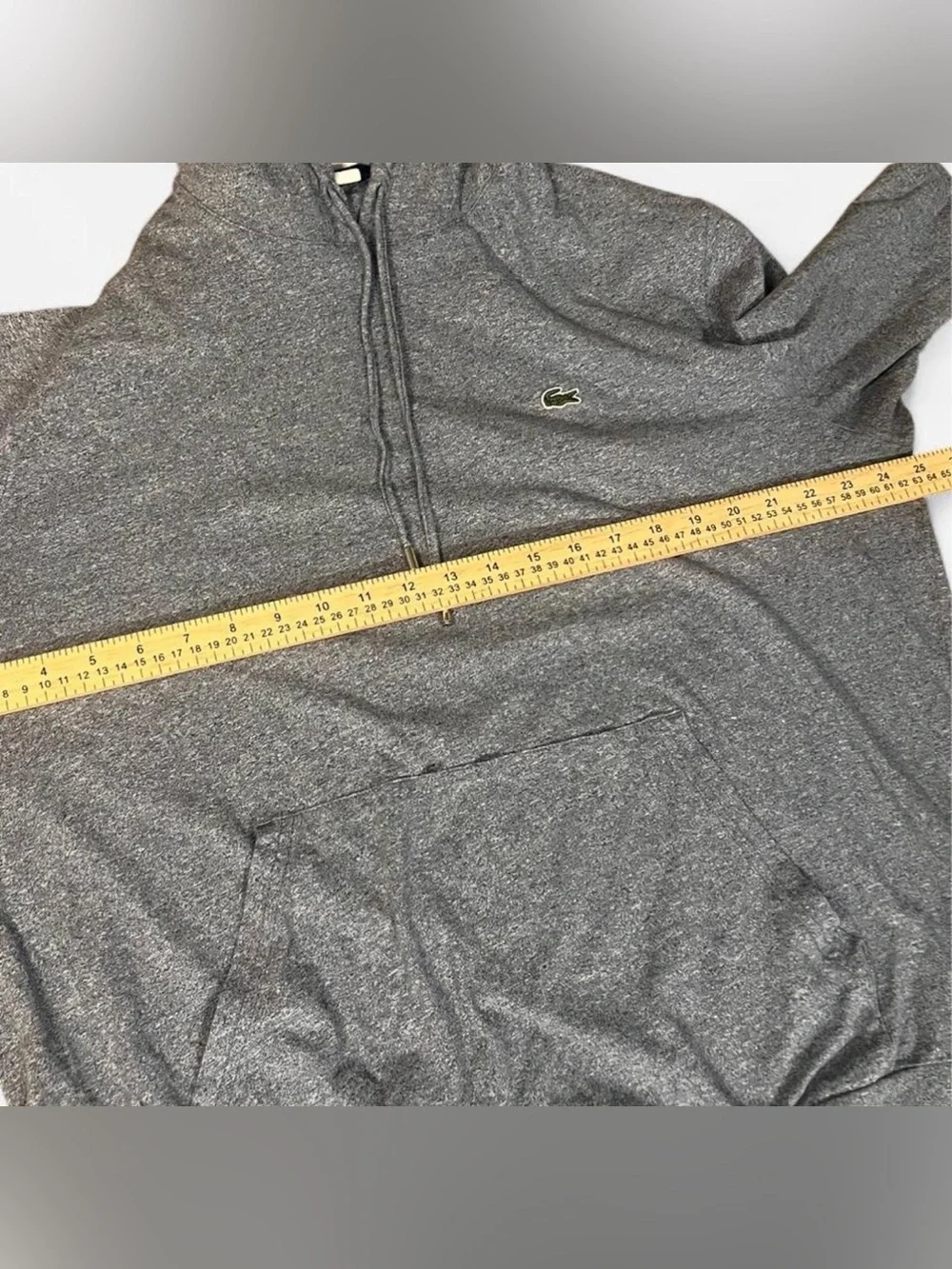 Lacoste Heather Gray Regular Fit Hoodie embroider logo Size XXL - Picture 6 of 7